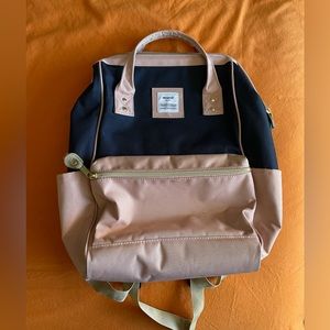 Pink and blue commuter backpack